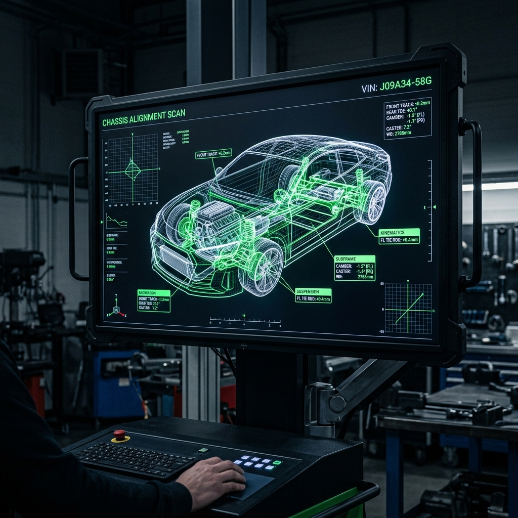 Laser-guided 3D chassis alignment