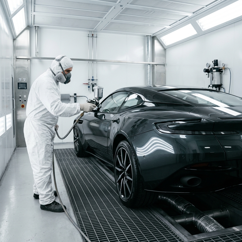 Clinical-grade downdraft spray booth